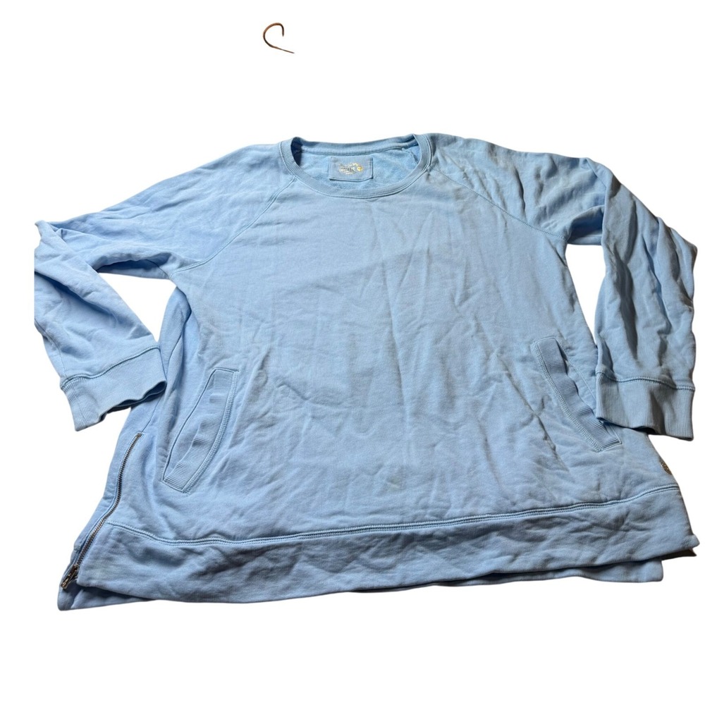 Lilly Pulitzer Luxletic XXL Blue Side Zip Crewneck Sweatshirt Pockets